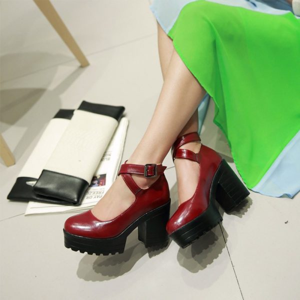 Pure Color Platform Mary Janes Shoes - Modakawa Modakawa