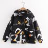 Cartoon Print Zipper Hooded Coat - Modakawa Modakawa