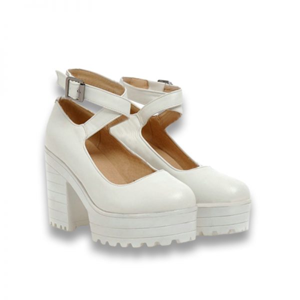 Pure Color Platform Mary Janes Shoes - Modakawa Modakawa